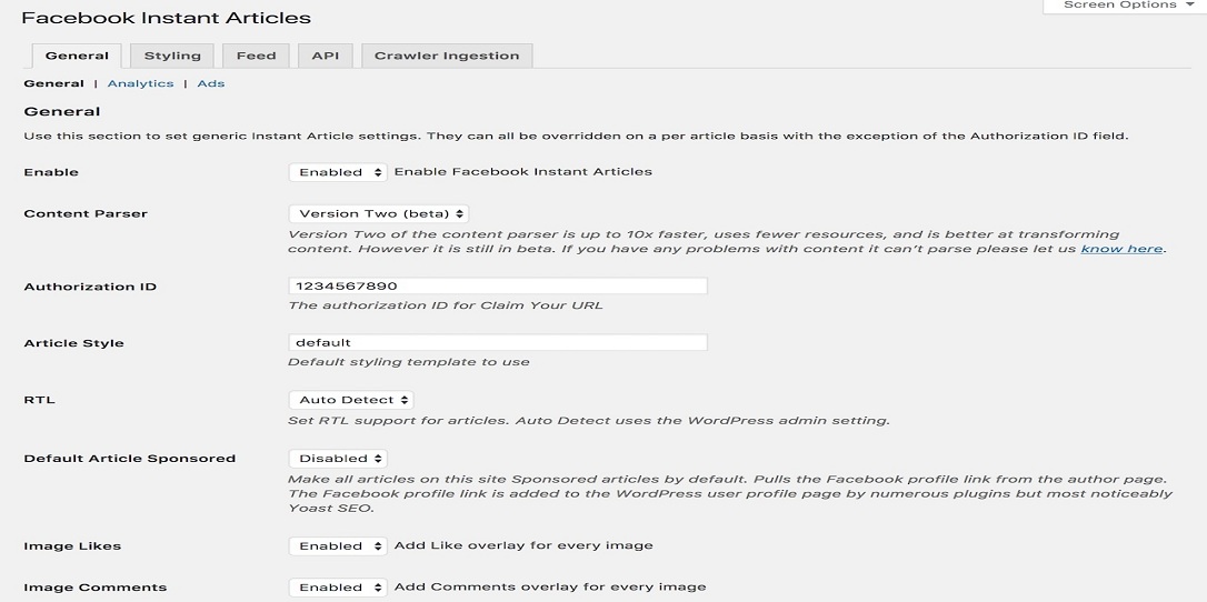 Articles authorization ID