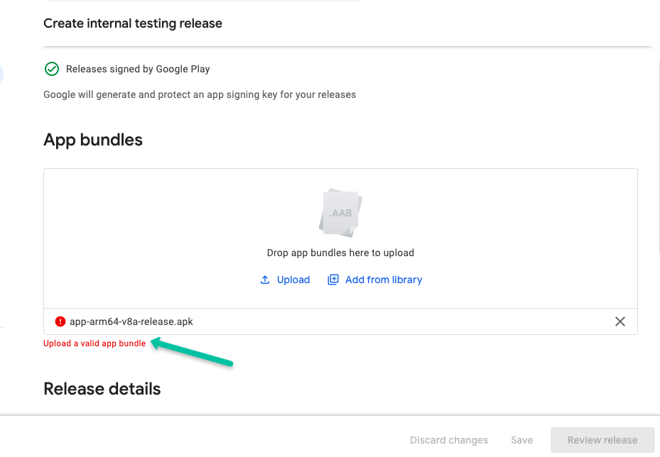 create internal testing release